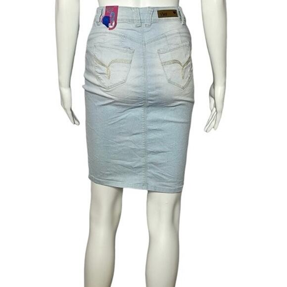 YMI Women's‎ Wannabettabutt Button Down Pencil Skirt Lightwash Size1/25 - Picture 4 of 10